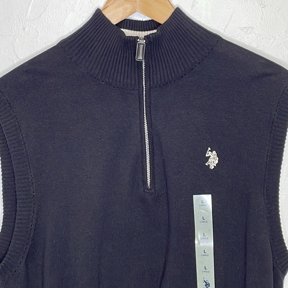 U.S. Polo Assn. Black Quarter Zip Sweater Vest - Picture 2 of 8